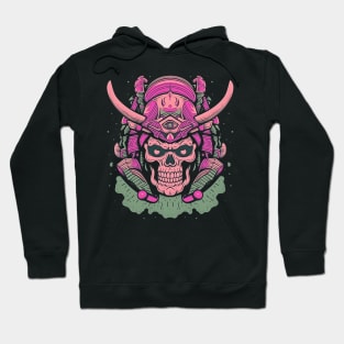 Skull Samurai Pink Retro Color Hoodie